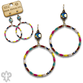 Rice bead circle earring with Austrian crystal - Boutique Bella BellaEarrings