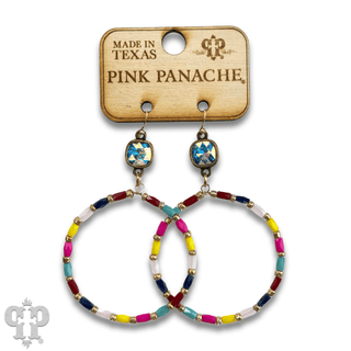 Rice bead circle earring with Austrian crystal - Boutique Bella BellaEarrings