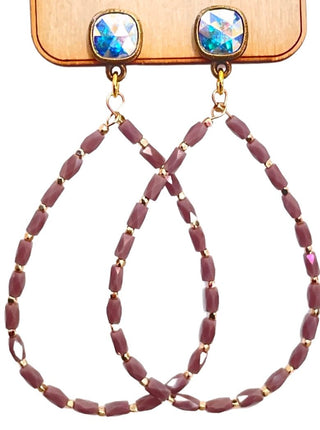 Rice bead teardrop earring with Austrian crystal - Boutique Bella BellaEarrings