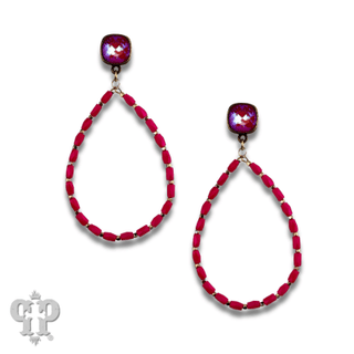 Rice bead teardrop earring with Austrian crystal - Boutique Bella BellaEarrings