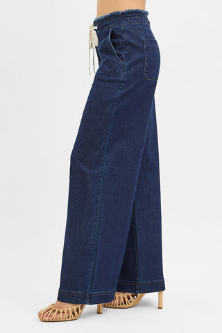 Risen Mid Rise Fit Wide Leg Pants - Boutique Bella BellaJeans