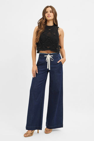 Risen Mid Rise Fit Wide Leg Pants - Boutique Bella BellaJeans