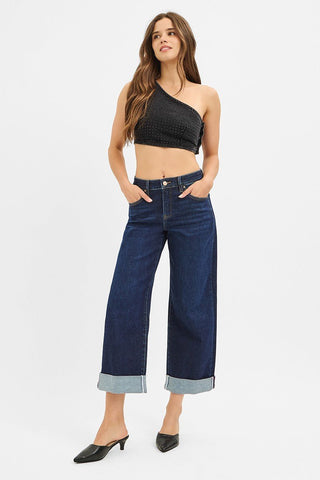 Risen Wide Roll Up Jeans - Boutique Bella Bellajeans