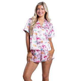 Roar Satin Pajama Short Set - Boutique Bella Bellapajama set