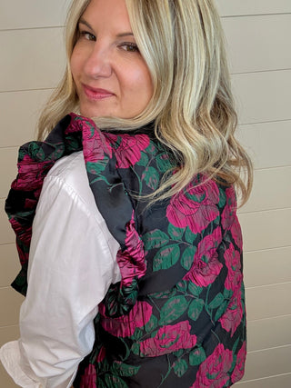 Rose Reign Ruffle Vest - Boutique Bella BellaPuffer Vest