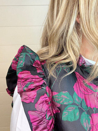 Rose Reign Ruffle Vest - Boutique Bella BellaPuffer Vest