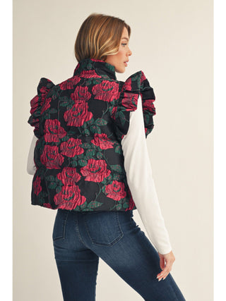 Rose Reign Ruffle Vest - Boutique Bella BellaPuffer Vest
