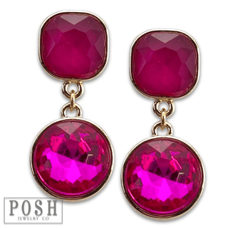 Round and square rhinestone dangle earring - Boutique Bella BellaEarrings