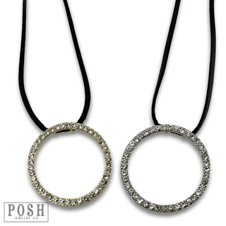 Round rhinestone pendant necklace - LC - Boutique Bella BellaNecklaces