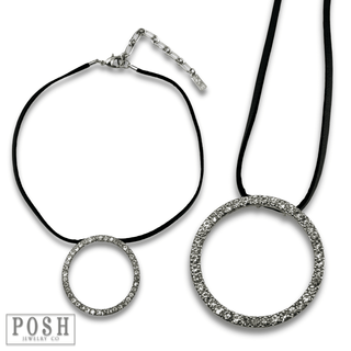 Round rhinestone pendant necklace - LC - Boutique Bella BellaNecklaces