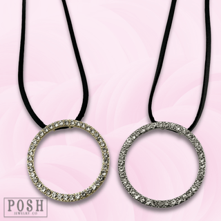 Round rhinestone pendant necklace - LC - Boutique Bella BellaNecklaces
