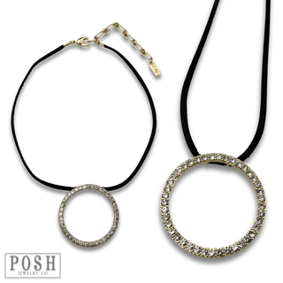 Round rhinestone pendant necklace - LC - Boutique Bella BellaNecklaces