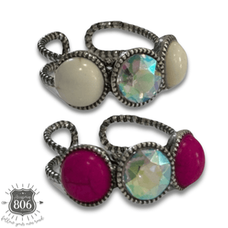 Round stone and iridescent ring - Boutique Bella BellaRings