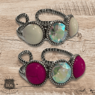Round stone and iridescent ring - Boutique Bella BellaRings