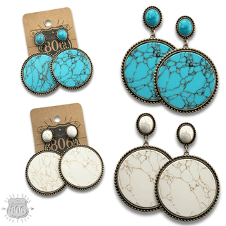 Round stone disc earring, last call - Boutique Bella BellaEarrings
