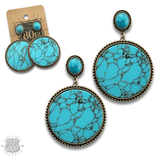 Round stone disc earring, last call - Boutique Bella BellaEarrings