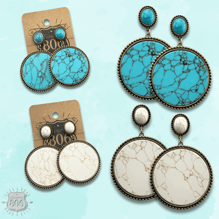Round stone disc earring, last call - Boutique Bella BellaEarrings