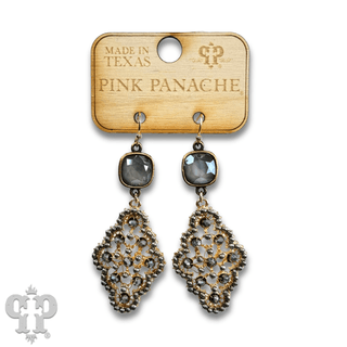 Rounded diamond shape earring with Austrian crystal - Boutique Bella BellaEarrings