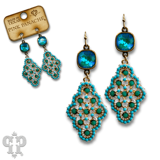 Rounded diamond shape earring with Austrian crystal - Boutique Bella BellaEarrings