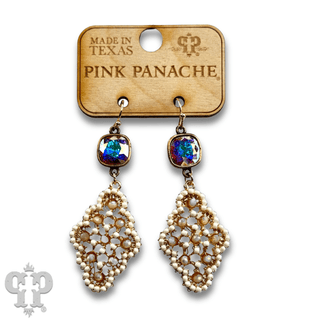 Rounded diamond shape earring with Austrian crystal - Boutique Bella BellaEarrings