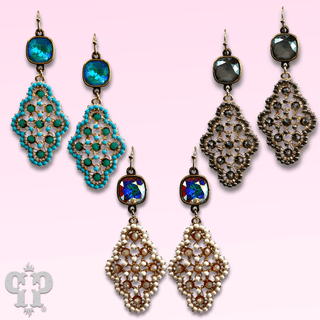 Rounded diamond shape earring with Austrian crystal - Boutique Bella BellaEarrings