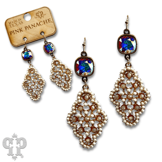 Rounded diamond shape earring with Austrian crystal - Boutique Bella BellaEarrings