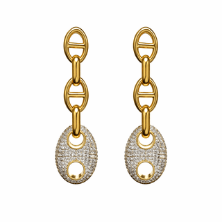 Roxanne Two Tone Pave Drop Earring - Boutique Bella BellaEarring