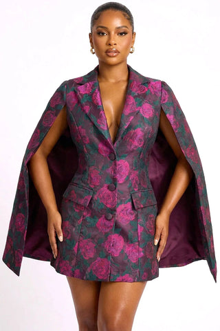 Royal Rose Cape Blazer Dress - Boutique Bella BellaDRESS