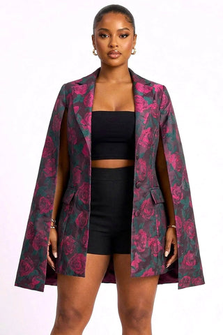 Royal Rose Cape Blazer Dress - Boutique Bella BellaDRESS