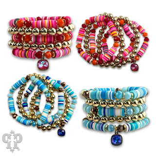Rubber heishi bead bracelet with Austrian crystal - Boutique Bella BellaBracelets
