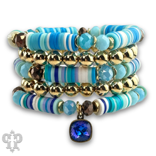 Rubber heishi bead bracelet with Austrian crystal - Boutique Bella BellaBracelets