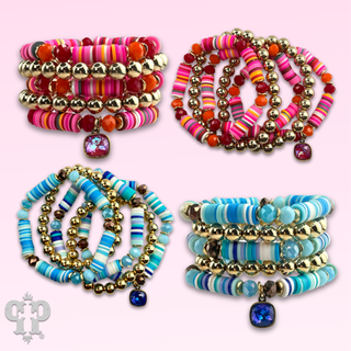 Rubber heishi bead bracelet with Austrian crystal - Boutique Bella BellaBracelets
