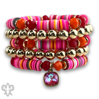 Rubber heishi bead bracelet with Austrian crystal - Boutique Bella BellaBracelets