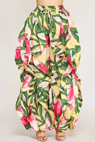 Ruffle Runway Joggers - Floral - Boutique Bella BellaJoggers