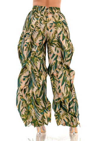 Ruffle Runway Joggers - Green Palms - Boutique Bella BellaJoggers