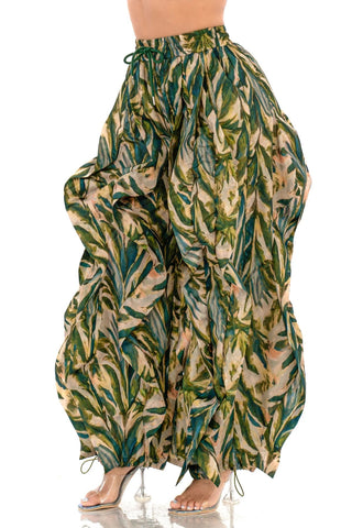 Ruffle Runway Joggers - Green Palms - Boutique Bella BellaJoggers