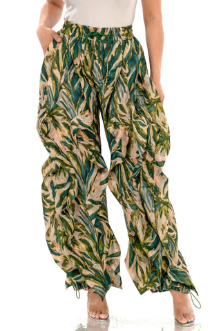 Ruffle Runway Joggers - Green Palms - Boutique Bella BellaJoggers