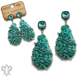 Ruffled sequin earring with Austrian crystal - Boutique Bella BellaEarrings