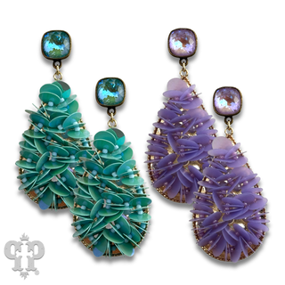 Ruffled sequin earring with Austrian crystal - Boutique Bella BellaEarrings