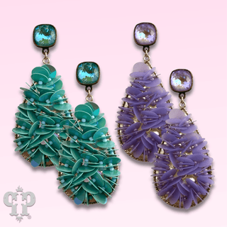 Ruffled sequin earring with Austrian crystal - Boutique Bella BellaEarrings