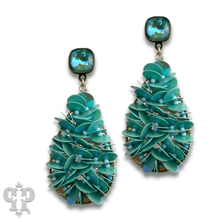 Ruffled sequin earring with Austrian crystal - Boutique Bella BellaEarrings