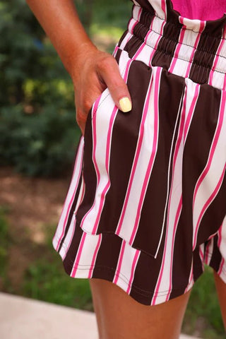 Runway Paperbag Shorts Neapolitan Stripes - Boutique Bella BellaActive wear shorts
