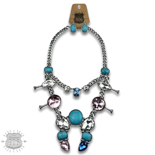 Rhinestone squash blossom necklace set - LC