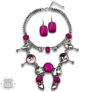 Rhinestone squash blossom necklace set - LC