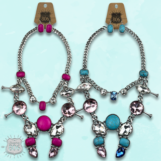 Rhinestone squash blossom necklace set - LC