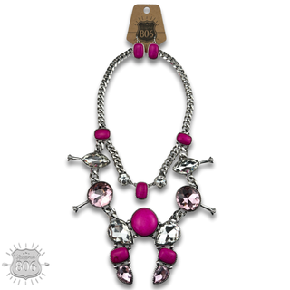 Rhinestone squash blossom necklace set - LC