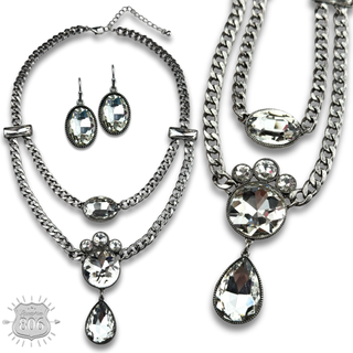 Rhinestone charmed necklace set - LC
