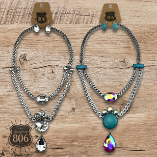 Rhinestone charmed necklace set - LC