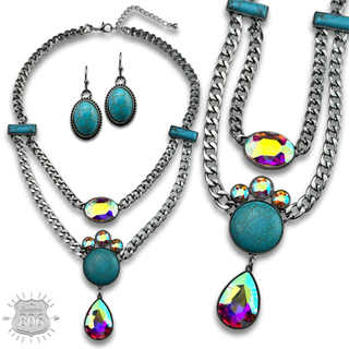 Rhinestone charmed necklace set - LC
