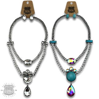 Rhinestone charmed necklace set - LC